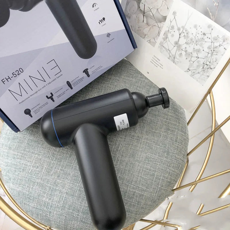 God fascia gun muscle massager in black, red, and white colour options showing handheld design and massage head.