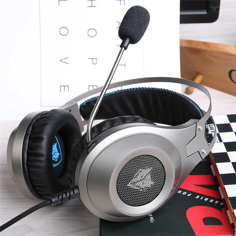 Black wired USB computer headset with over-ear cups and integrated microphone for PC use