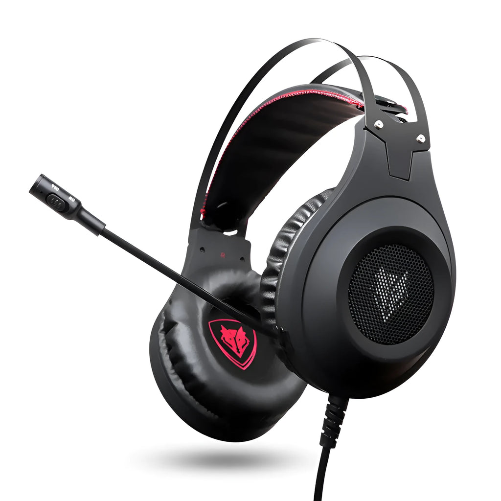 Black wired USB computer headset with over-ear cups and integrated microphone for PC use