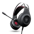 Black wired USB computer headset with over-ear cups and integrated microphone for PC use