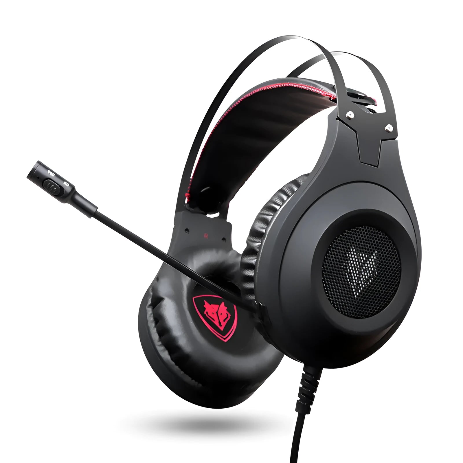 Black wired USB computer headset with over-ear cups and integrated microphone for PC use