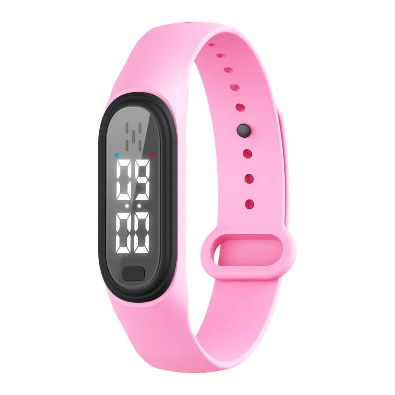 Ultrasonic electronic watch mosquito repellent bracelet in black, white, blue, and pink colour options