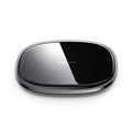 Black or white 15W wireless charging pad with zinc alloy frame and glass surface