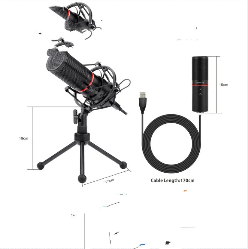 Live broadcast microphone for game commentary and singing with wired connection