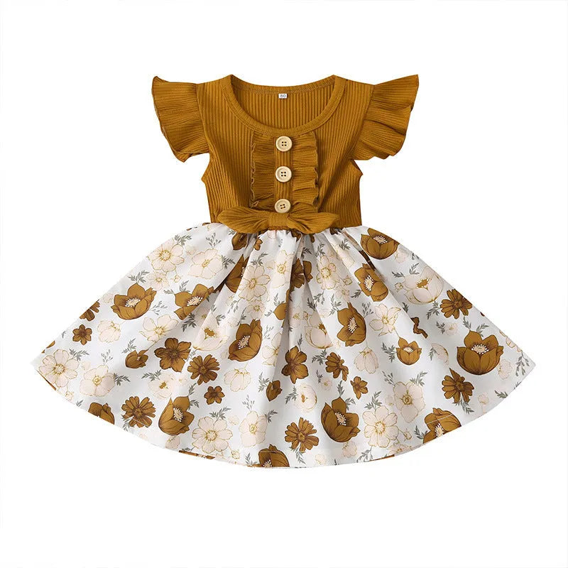 Sleeveless summer dress for toddler girl in multiple colour options showing size range 80cm to 120cm
