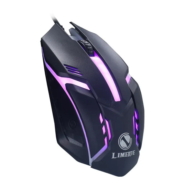 Wired USB luminous mouse in black or white with 1600DPI resolution and 1.3 metre cable