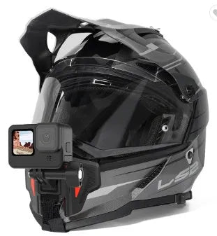 Black motorcycle helmet chin strap mount for GoPro and universal sports cameras