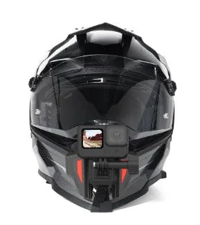 Black motorcycle helmet chin strap mount for GoPro and universal sports cameras