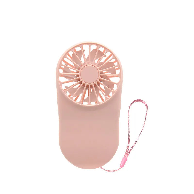 Hands-free wearable neck fan with dual fans and USB charging cable in multiple colours.