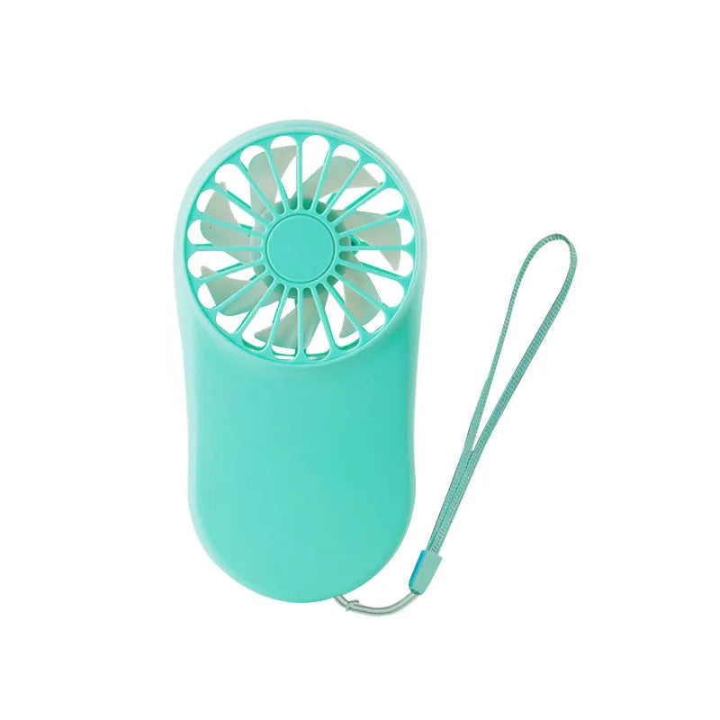 Hands-free wearable neck fan with dual fans and USB charging cable in multiple colours.