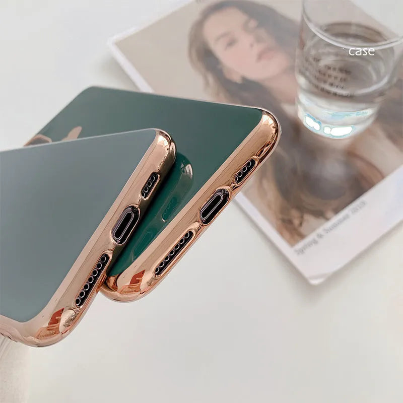 Solid colour TPU phone case for iPhone in blue, claret, pink and green options