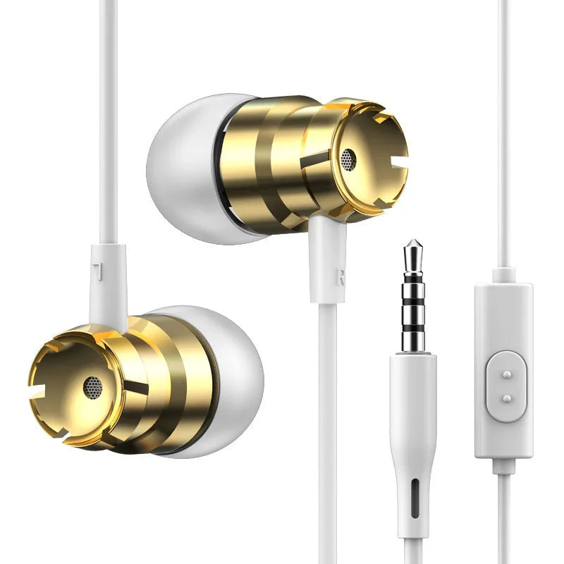 Metal turbo in-ear wired headphones with 3.5mm plug and microphone in various colours