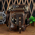 Men's genuine leather punk fanny pack with phone and ID pockets in multiple colour options