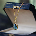 French retro geometric gold necklace on copper chain with 45cm length