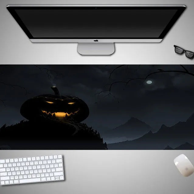 Halloween oversized computer mouse pad with non-slip rubber cloth backing in large dimensions