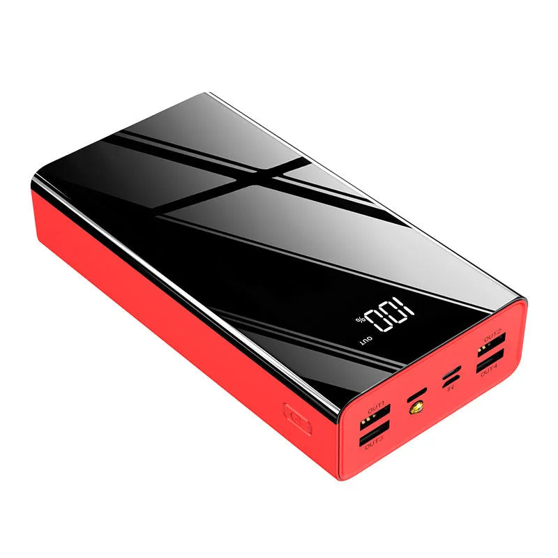 Large-capacity 40000mAh power bank with LCD display in plastic shell available in Chinese red and black