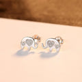 Geometric Korean silver earrings with gem setting measuring 0.6cm by 0.9cm in gold or silvery colour