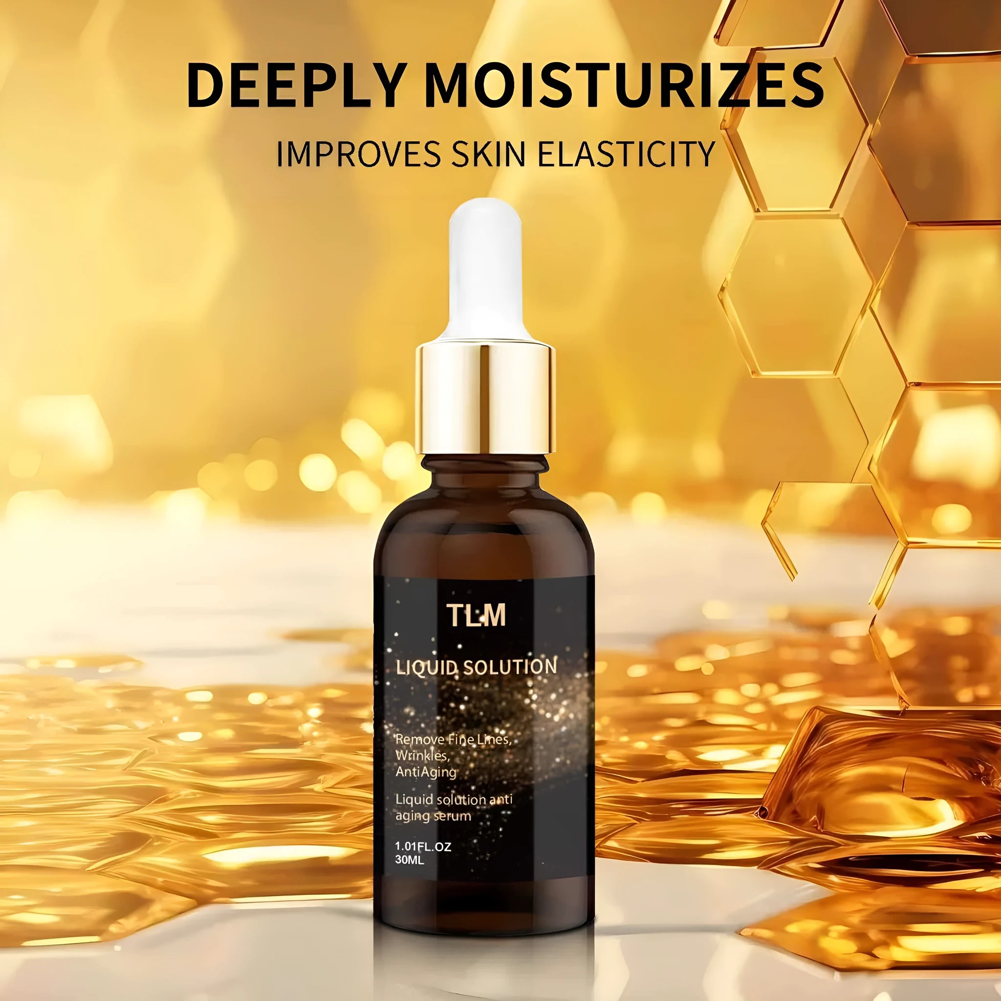 30 ml bottle of facial moisturising solution with glycerin and hyaluronic acid.