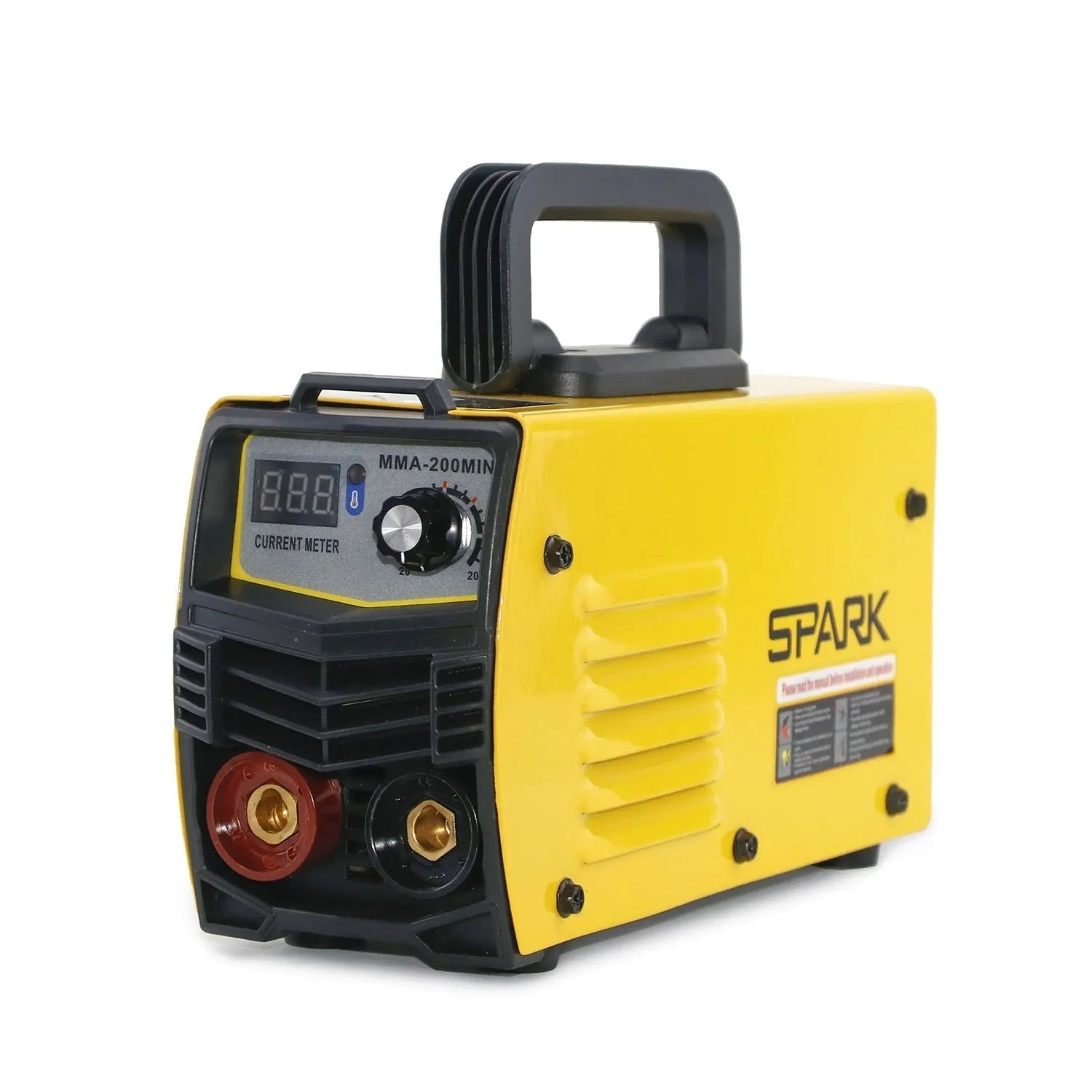 MMA-200MIN 220V DC welding machine with welding tongs, grounding clamps, face shield, and brush hangers