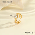 Women's stainless steel geometric zircon ring with open mouth free-size design