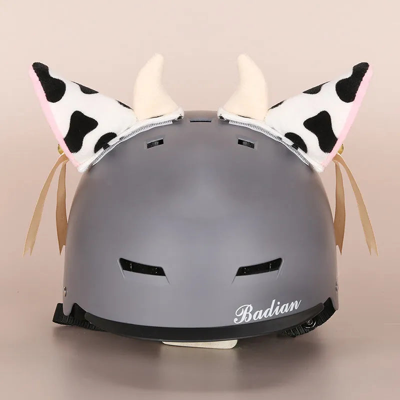 Plush fabric ski helmet decoration with cartoon design for winter gear customisation