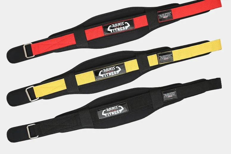 Nylon fitness weightlifting waistband in black, red or yellow colour options