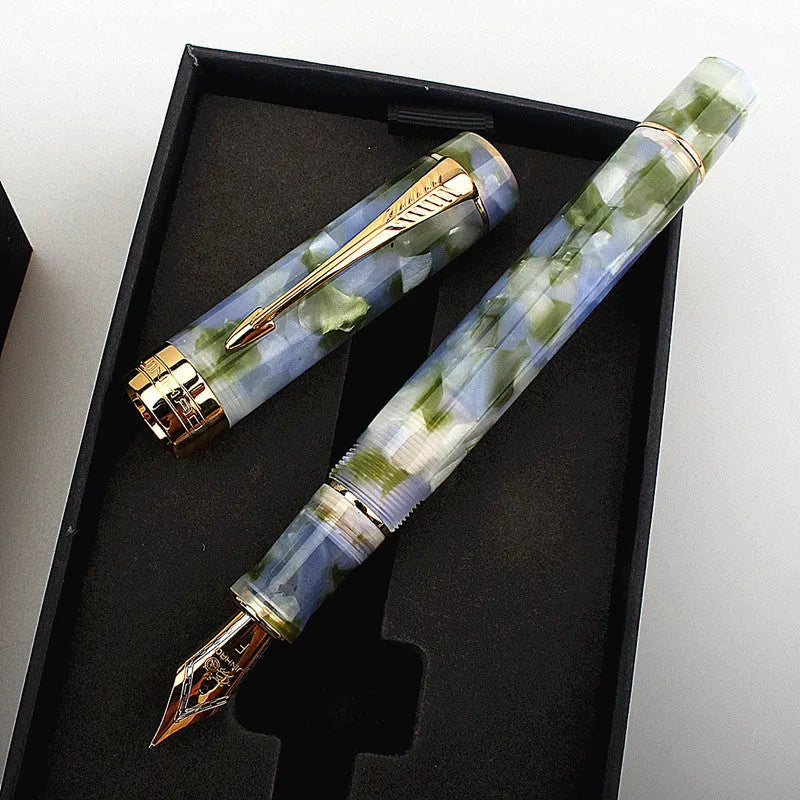 Deep bath green metal ballpoint pen showing three tip options: 0.5mm fine, 0.7mm medium, and 1.0mm art tip