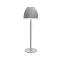 Modern small night lamp with thin round base in black or white, featuring dimming controls