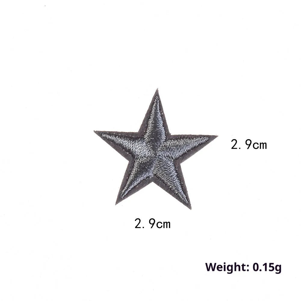 Colourful handmade embroidered five-pointed star cloth stickers for DIY decoration on fabric.