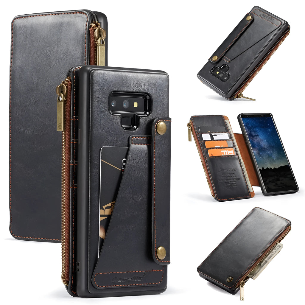 PU leather flip case for SAMSUNG Note9 mobile phone in black, brown, and red colour options