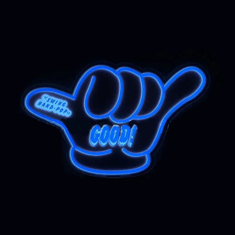 Luminous car window stickers with LED lights showing various designs including hearts, text, and symbols
