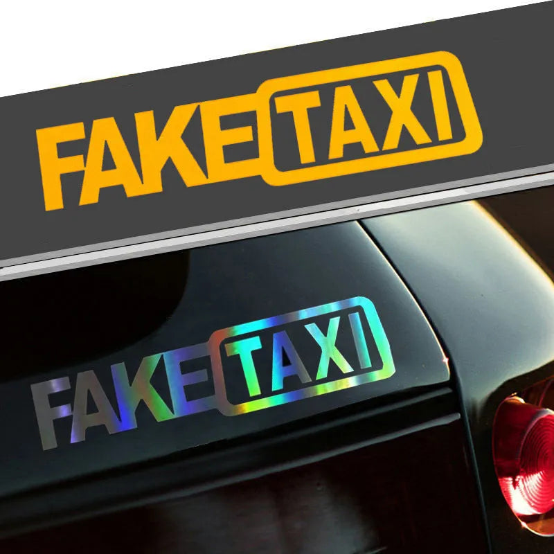 FAKE TAXI car warning sticker 20x8cm waterproof PET vehicle decal