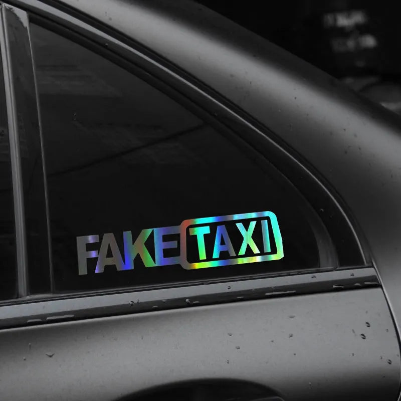 FAKE TAXI car warning sticker 20x8cm waterproof PET vehicle decal