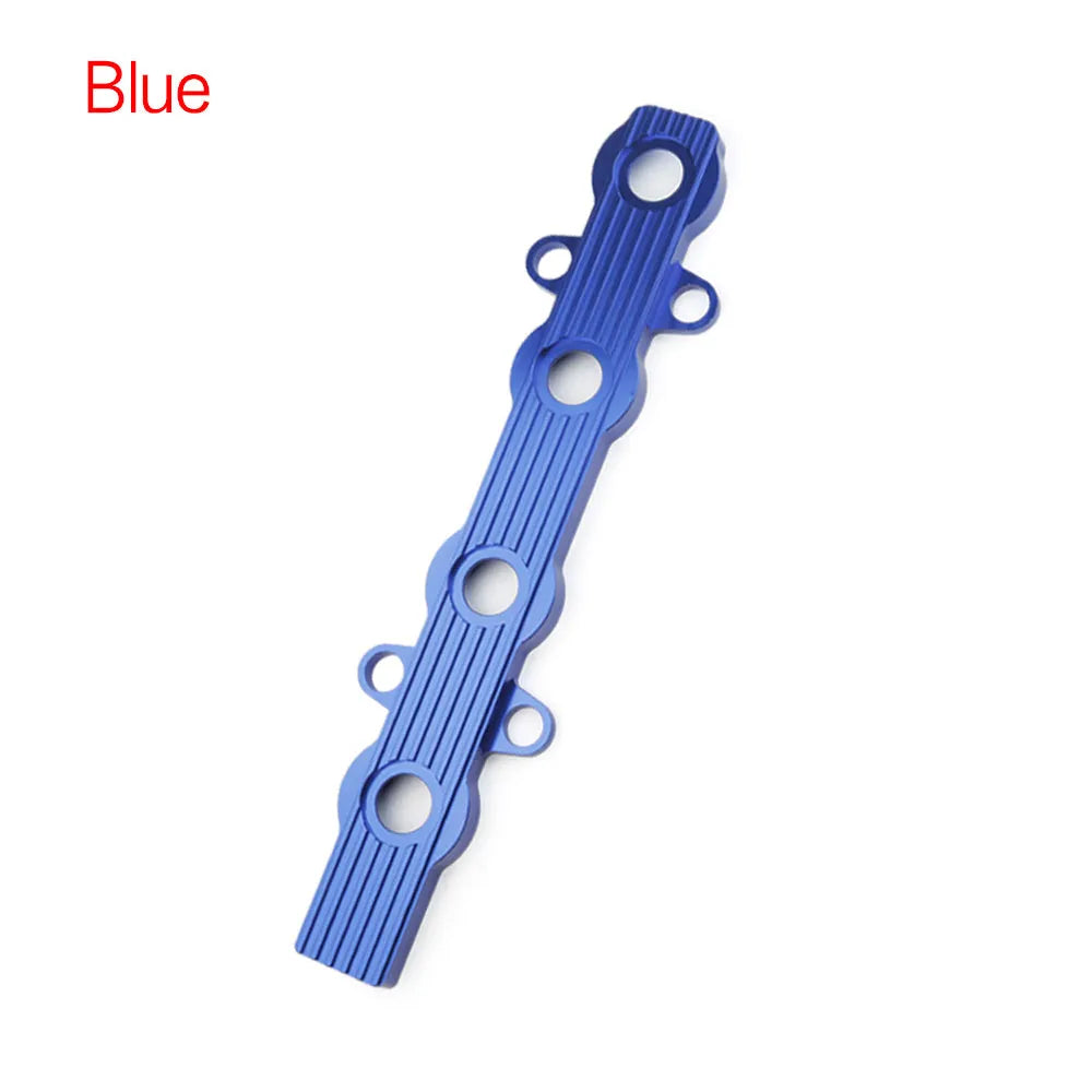 Aluminium engine hood replacement panel showing colour options: blue, red, and silver.