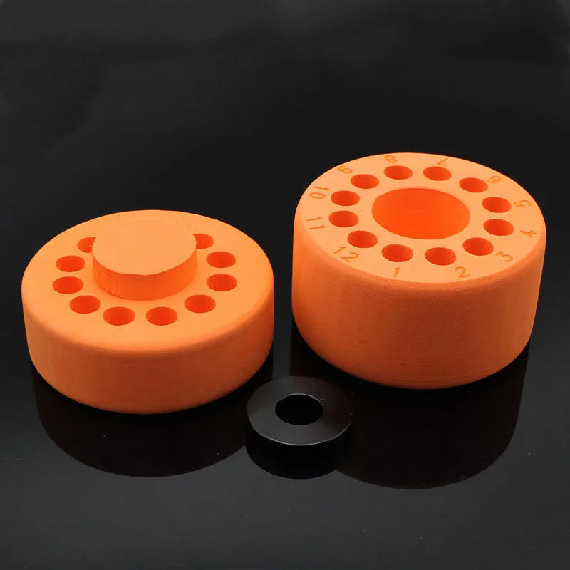Orange and blue process cooling box for laboratory gradient freezing and cell recovery.