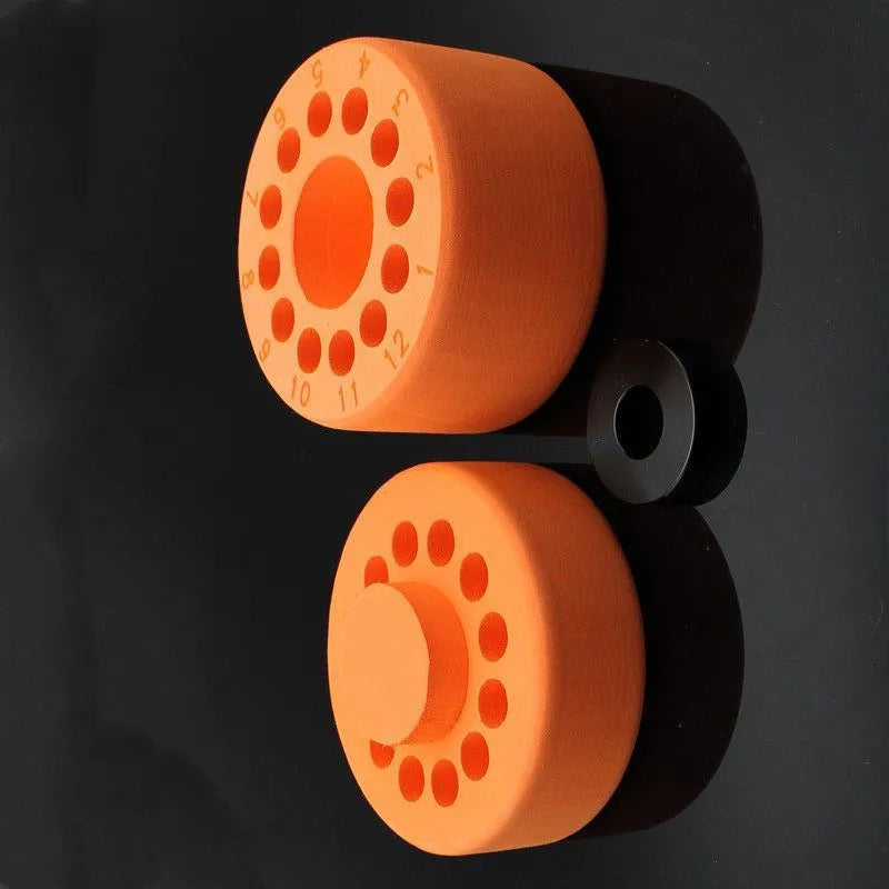 Orange and blue process cooling box for laboratory gradient freezing and cell recovery.