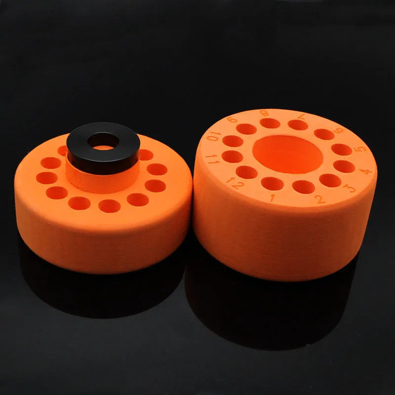 Orange and blue process cooling box for laboratory gradient freezing and cell recovery.