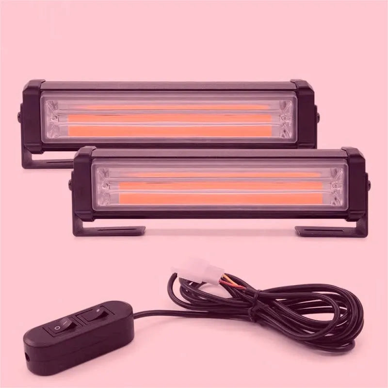 Yellow 160mm diameter vehicle warning light with COB LED and aluminium alloy housing