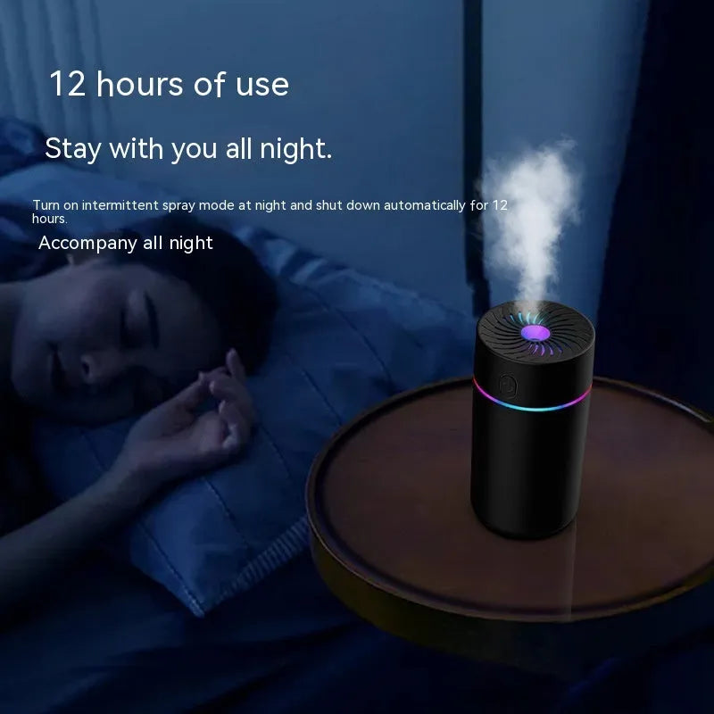 Car USB mini humidifier device with aromatherapy function in black colour variant with USB cable