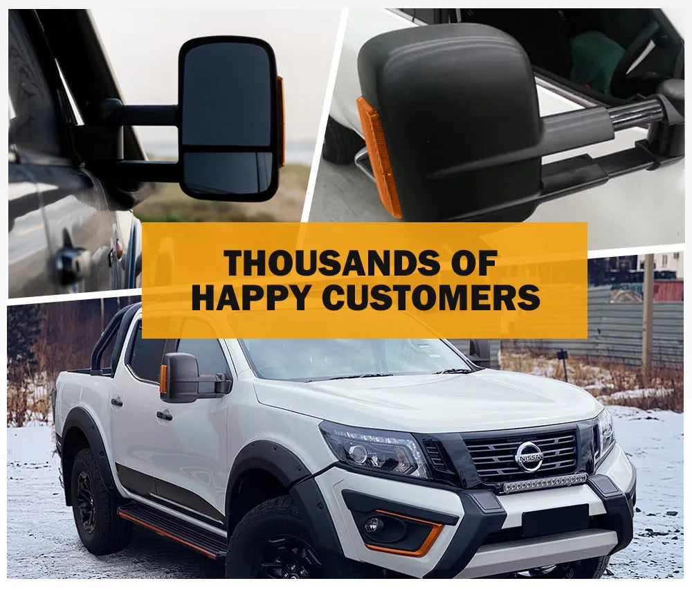 Black electric exterior rear vision mirror with LED lights for D23 NP300 Navara 2015 onwards