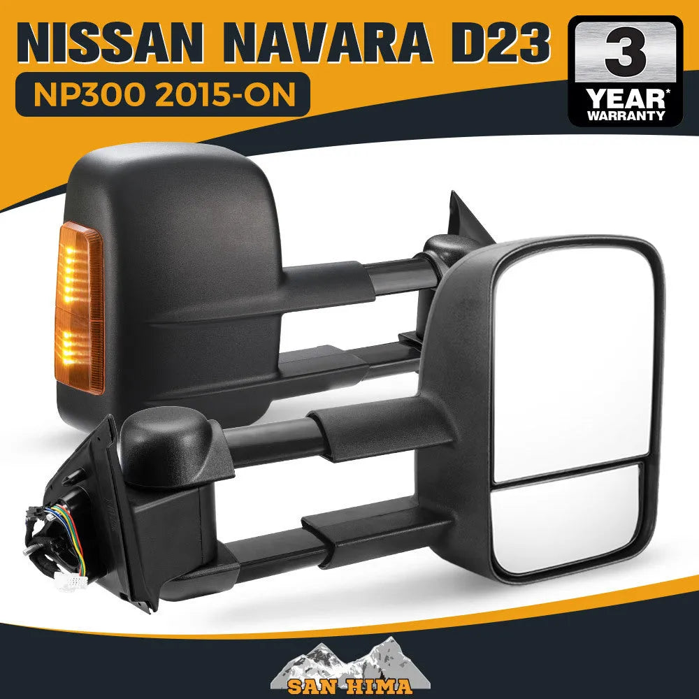 Black electric exterior rear vision mirror with LED lights for D23 NP300 Navara 2015 onwards