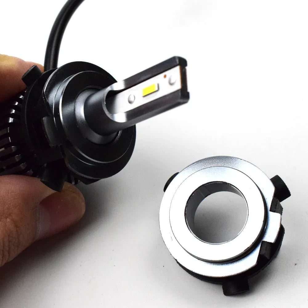 Black ABS plastic car headlight card holder showing dimensions, compatible with Nissan and Kia models.