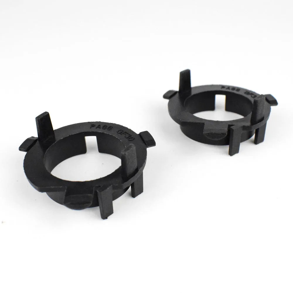 Black ABS plastic car headlight card holder showing dimensions, compatible with Nissan and Kia models.