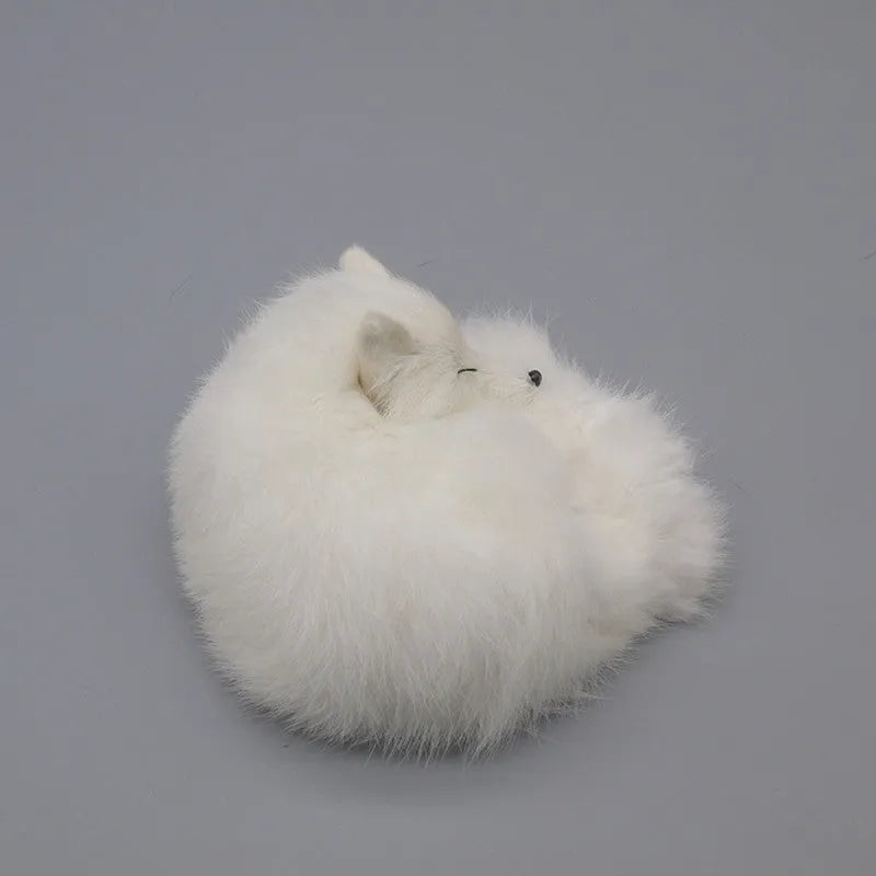 Artificial fox fur car decoration handicraft model in red, white, or yellow, 15cm long.