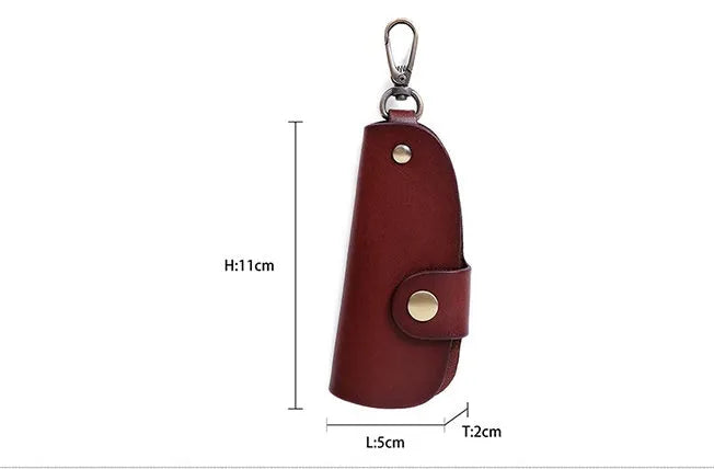 Genuine leather key storage bag for car keys in short length style