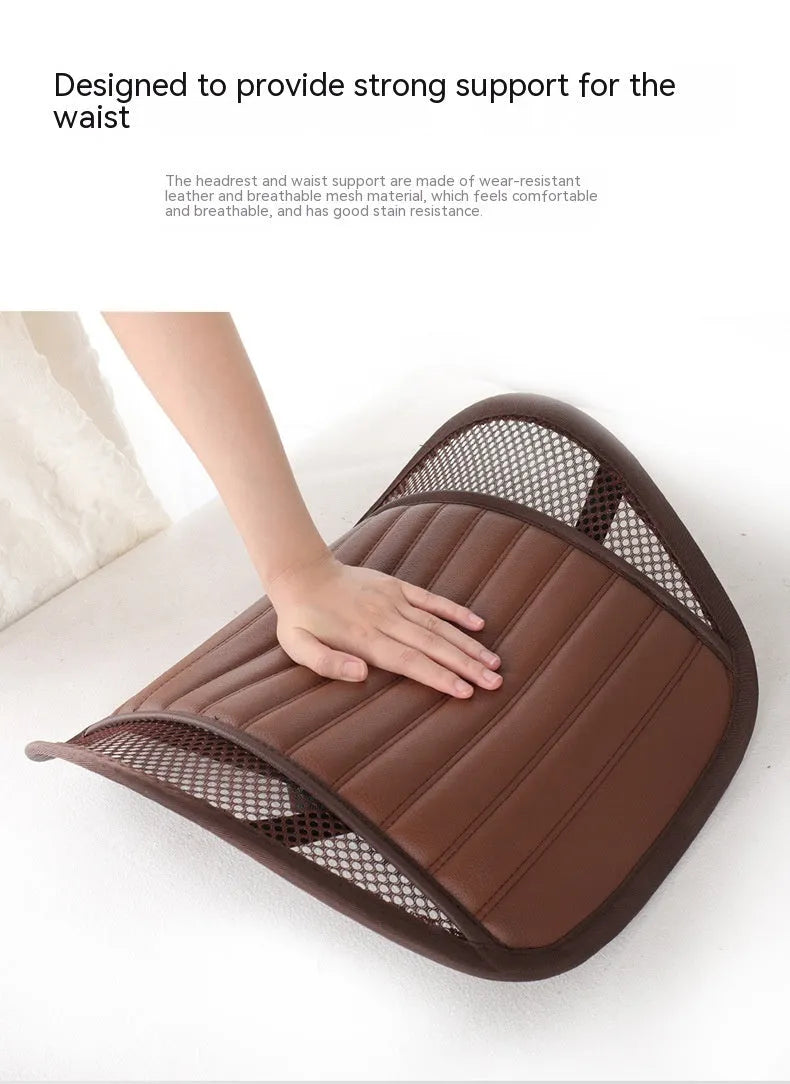 Leather lumbar support cushion for car seats and office chairs in five colour options