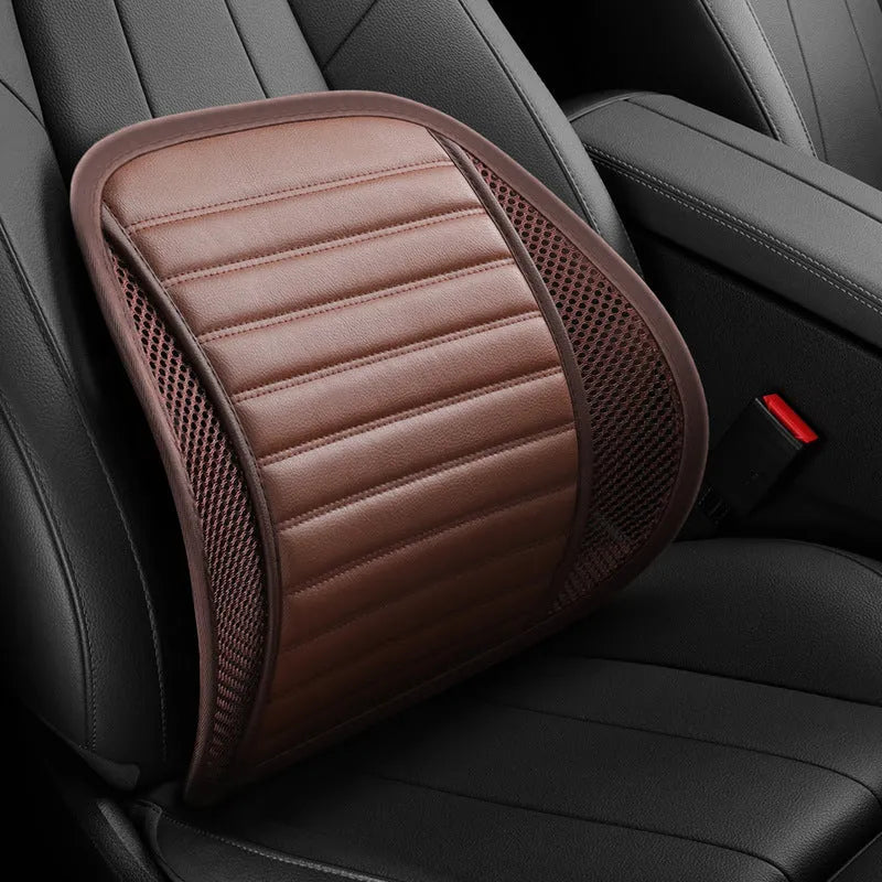 Leather lumbar support cushion for car seats and office chairs in five colour options