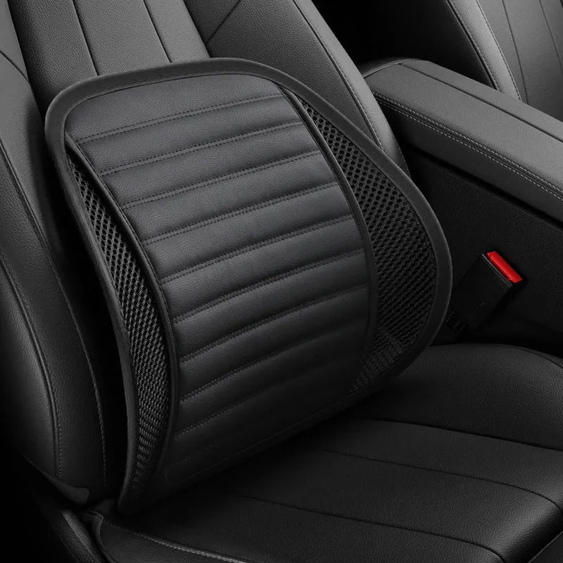 Leather lumbar support cushion for car seats and office chairs in five colour options