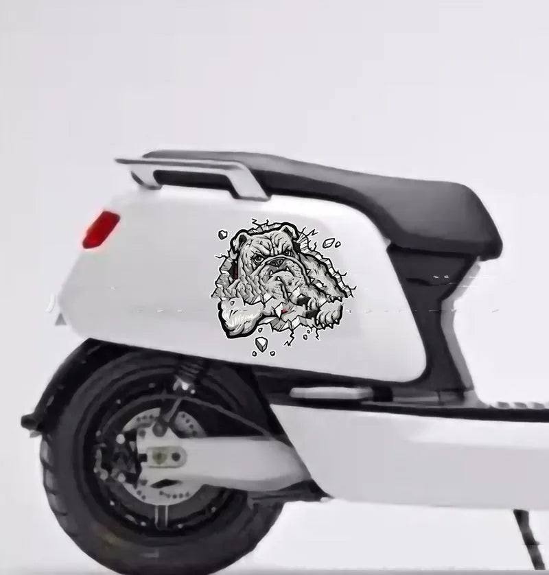 Grey dog pattern motorcycle decorative sticker with customisable size dimensions