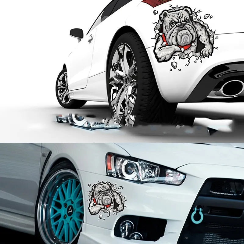 Grey dog pattern motorcycle decorative sticker with customisable size dimensions